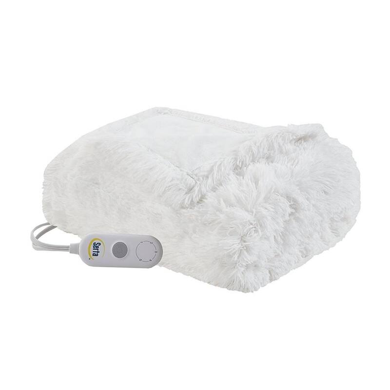 50" x 60" Faux Fur Electric Heated Throw Blanket White Bed Bath